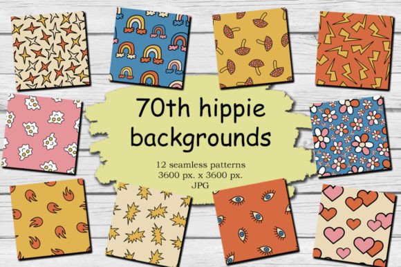70s Hippie Backgrounds Digital Paper: Reviving Retro Aesthetics for Modern Creators