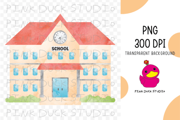Bringing Charm to Your Projects with Watercolor School Building Cute Clipart