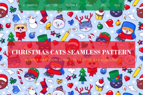 Bringing Joy to Design: The Magic of Festive Christmas Cats Seamless Patterns