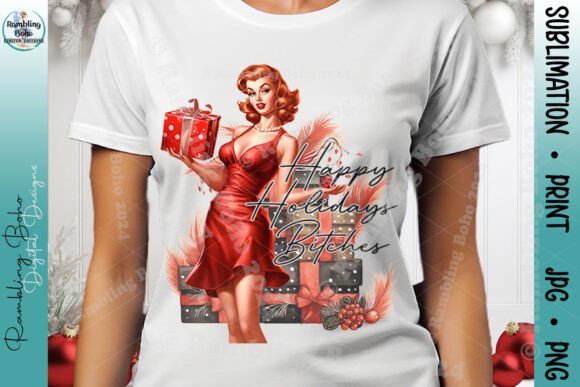 Evaluating the Happy Holidays Sexy Pinup Wine Drinking Design