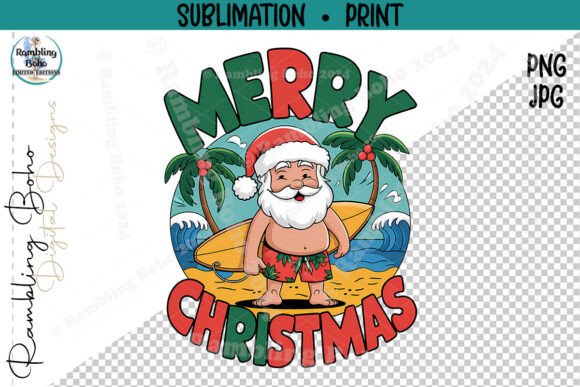 Merry Christmas Beach Santa Surfboard Design Guide