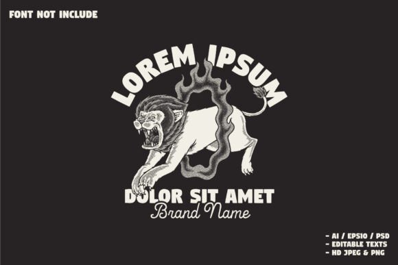 Retro Lion on Fire Ring Template: A Bold Identity Solution