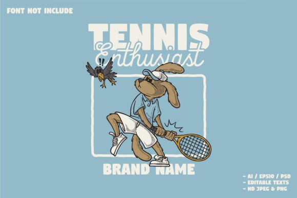 Retro Tennis Enthusiast Mascot Template