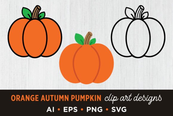 Simple Autumn Orange Pumpkin Clip Art Set: A Versatile Resource for Designers