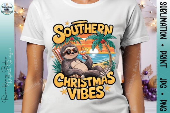 Southern Christmas Vibes Funny Sloth Png: A Creative Asset for Holiday Projects