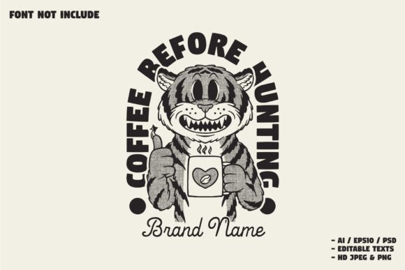 Unleash Your Brand’s Identity with the Retro Tiger Holding a Coffee Cup Mascot